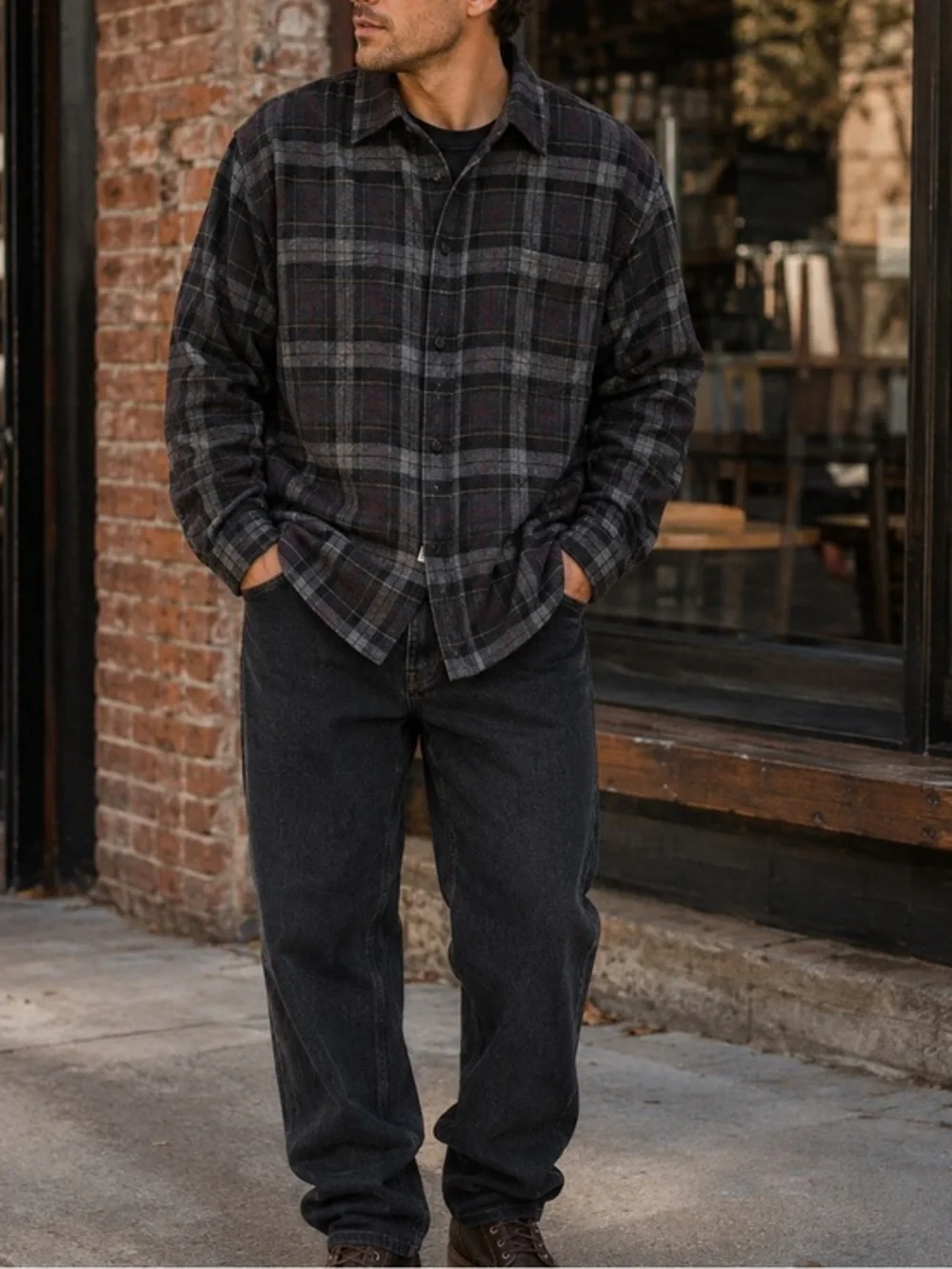 Vintage Plaid Long‎ Sleeve Flannel 2XL